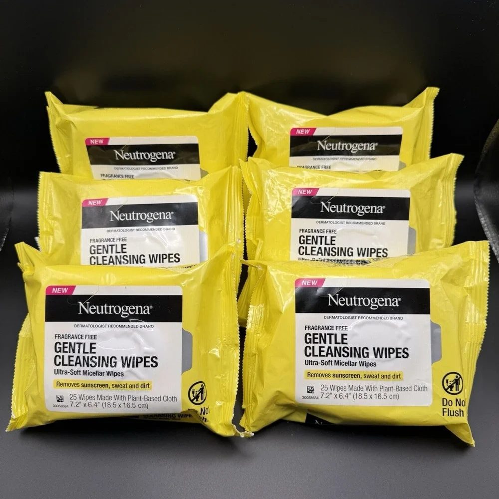 6 PC- Neutrogena Fragrance Free Gentle Cleansing Micellar Wipes